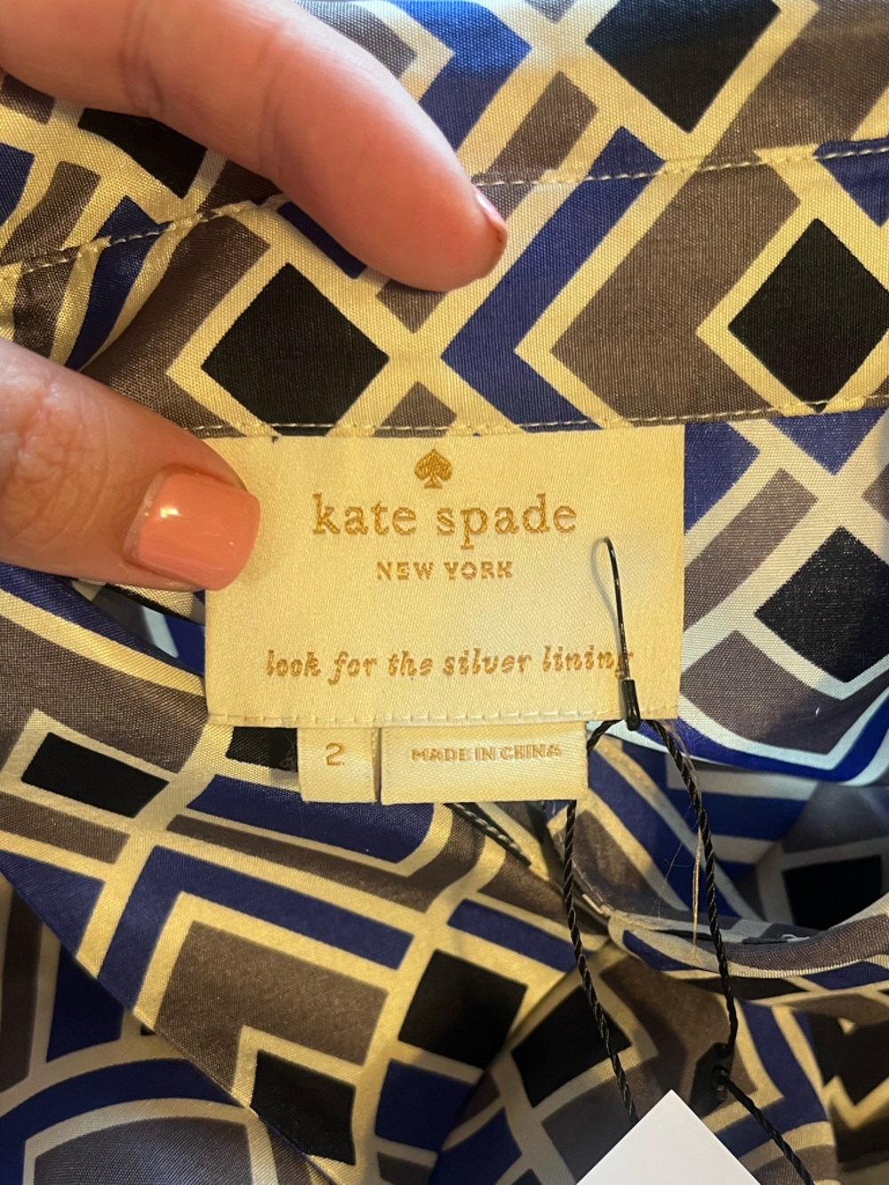 Kate Spade Blue Geometric Sleeveless Shirtwaist Dress - Picture 2 of 3